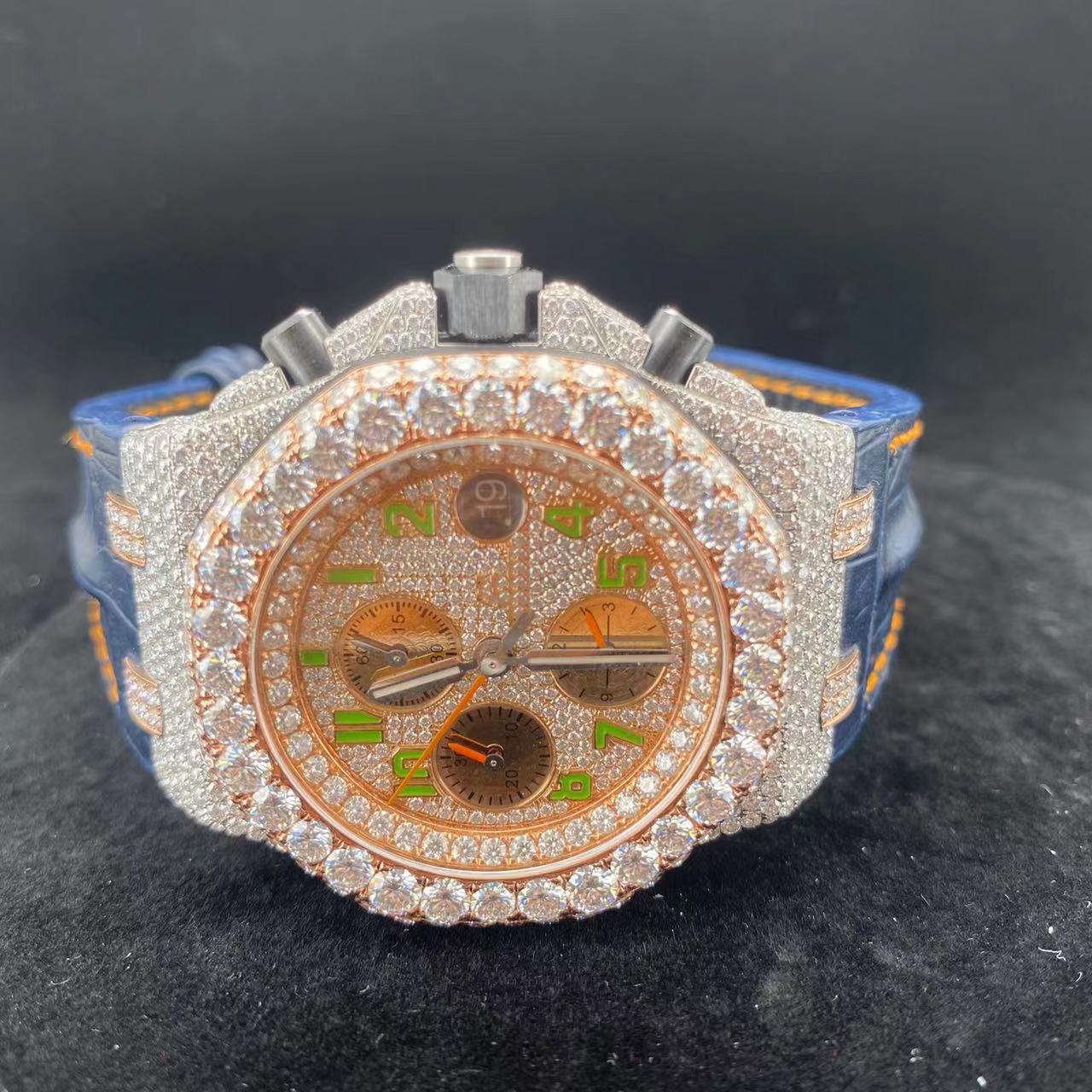 Chinese Jewelry Custom Men's Luxury Watch Glass Iced Vvs Moissanite Diamond Watch