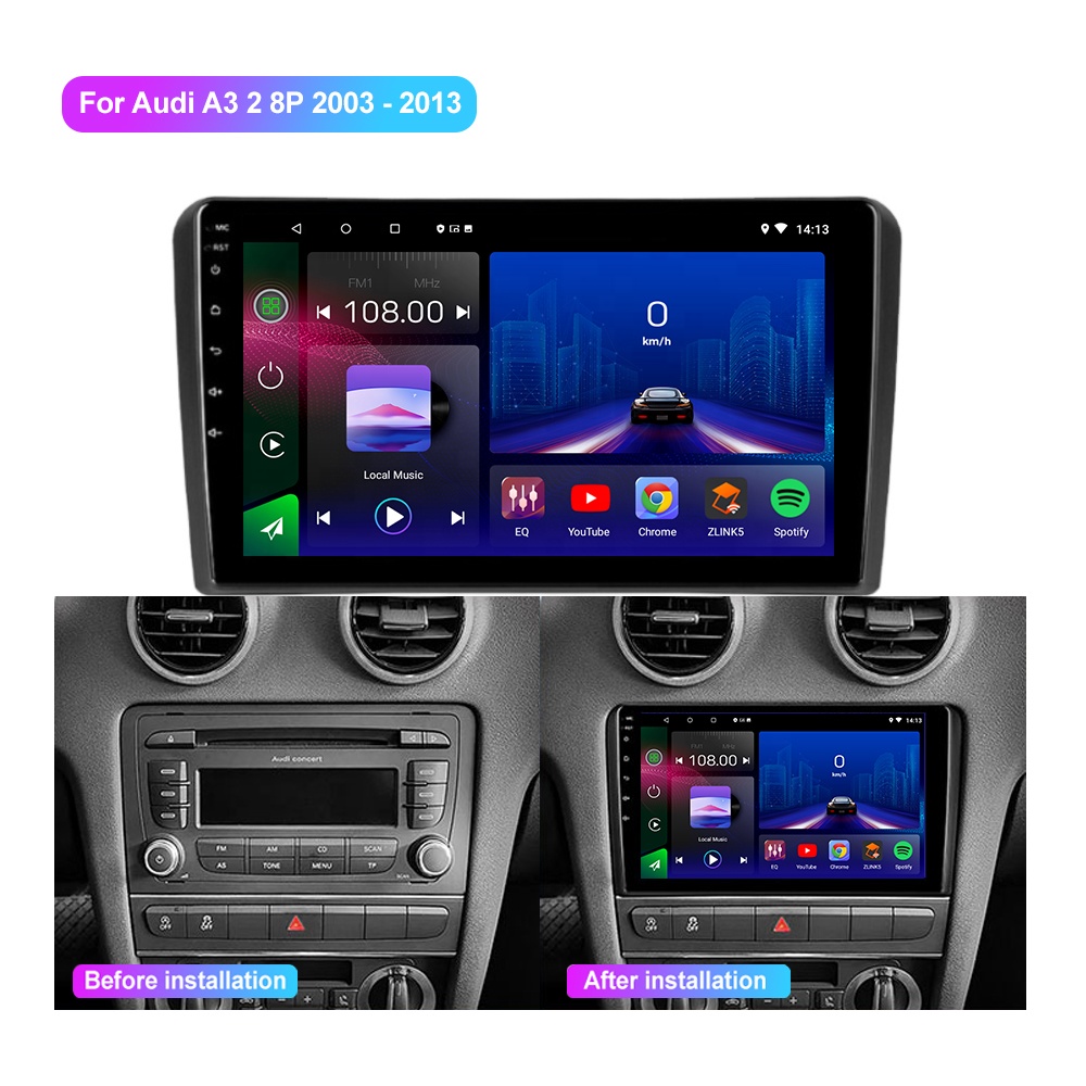 Jmance 9 Inch Dashboard For Audi A3 2 8p 2003 - 2013 Frame Android Auto Carplay Dsp Rds Multimedia Autoradio Car Radio 
