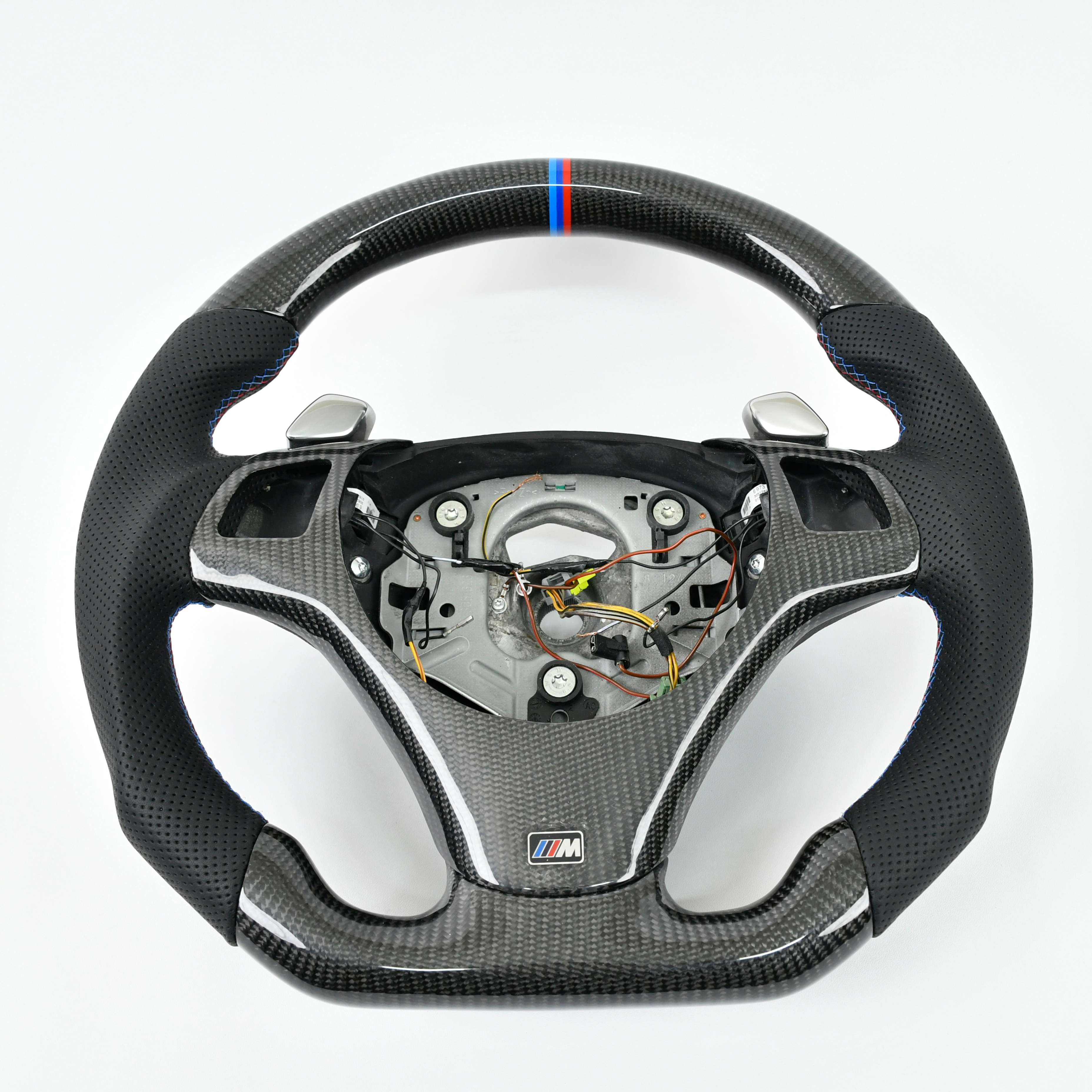 Real Carbon Fiber Perforated Leather Customized Carbon Fiber Steering Wheel For Bmw E92 