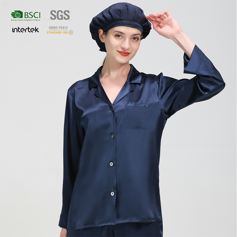 2021 Summer 22mm Customizable Solid Color 100% Silk Pajamas For Women's Adult Suit 