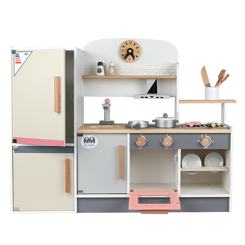 Children Cooking Game Pretend Play Refrigerator Kitchen Children Wooden Kitchen Toys 