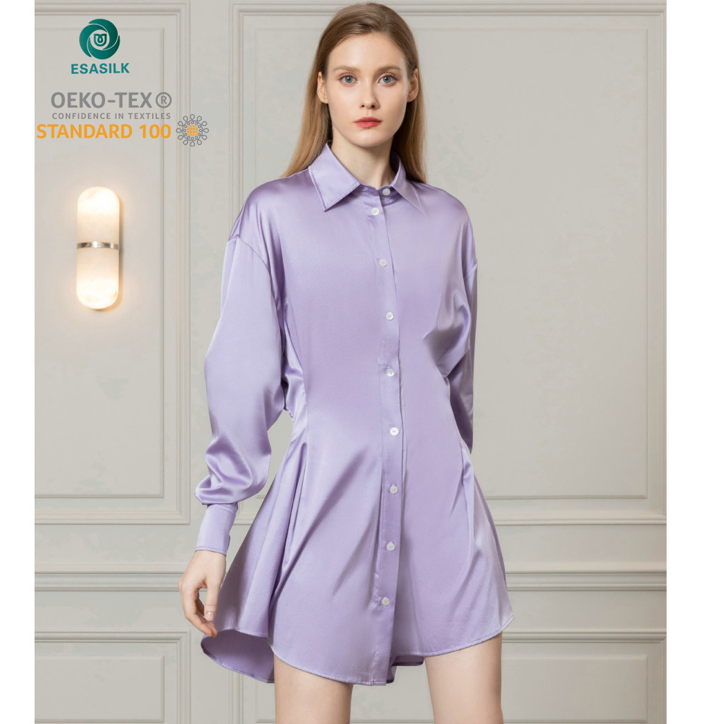 Women Luxury Pajama Sets Shirts Dress Pure Silk Casual Sleepwear Loungewear Women's Night Dresses Women's Sleepwear 