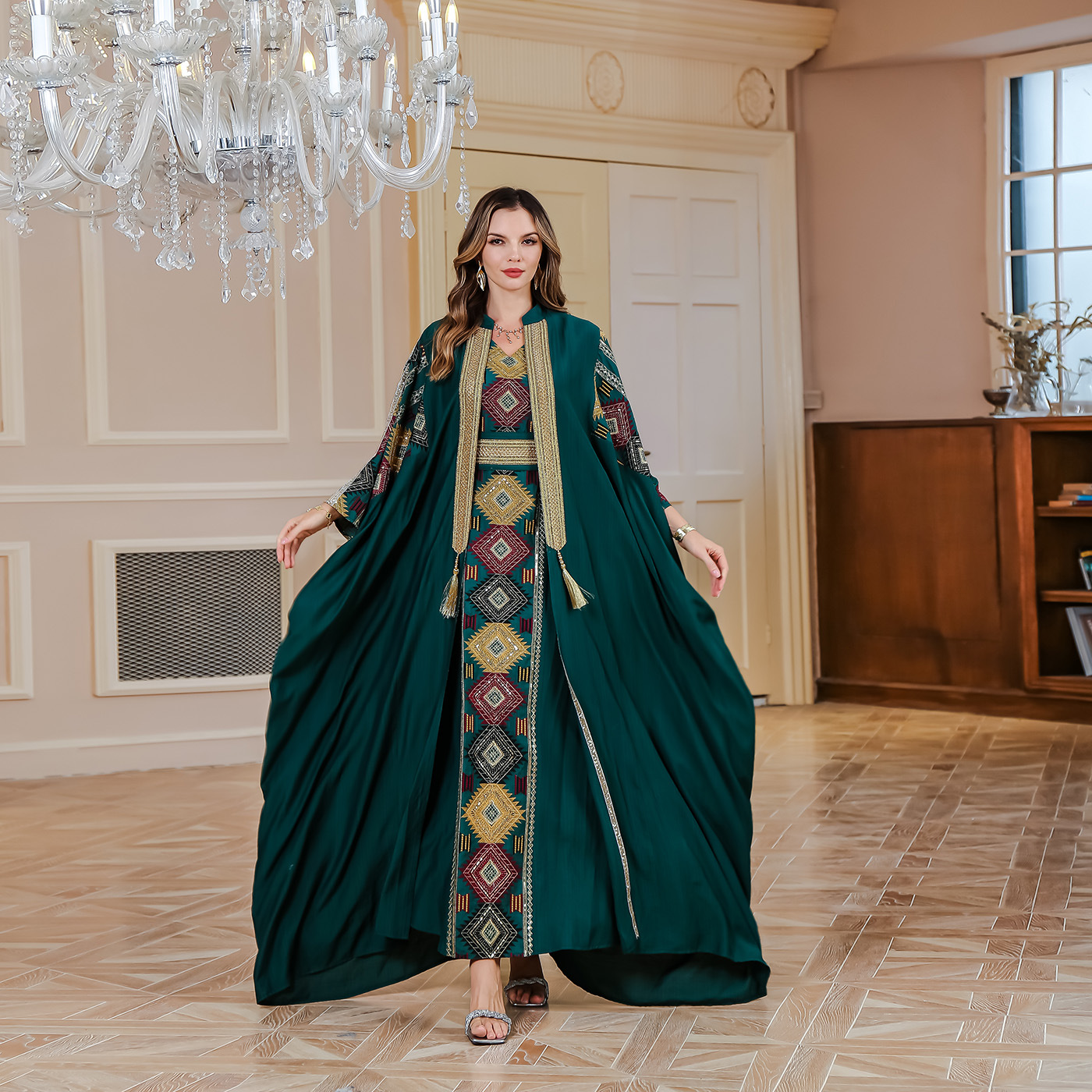 New Arrival Women's Boho Engagement Party Wear Dress Long Sleeve Embroidered Ukrainian Style Casual Cotton Anti-Wrinkle Fashion