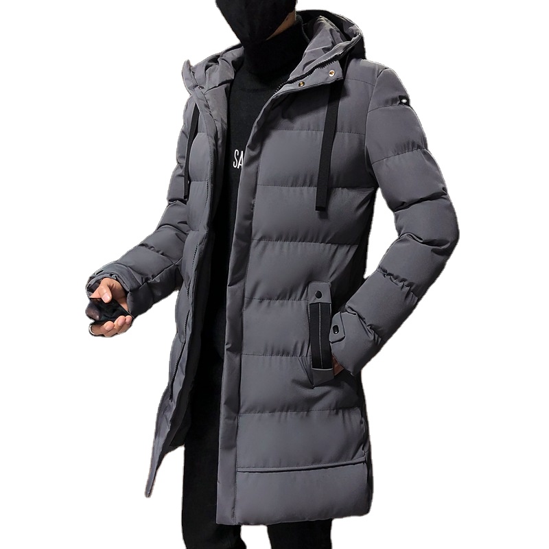 Cotton-padded Coat Men's Long Winter Korean Edition Trend Thickened Cotton-padded Jacket Son Winter New Down Cotton-padded Coat 