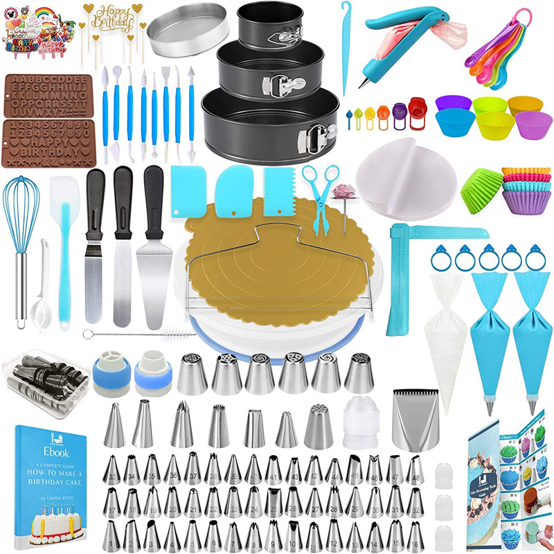 512pcs Cake Decorating Tools Cake Stand Turntable Decorating Kit Decorating Supplies Kit Frosting Tips And Bags Cake Tools 