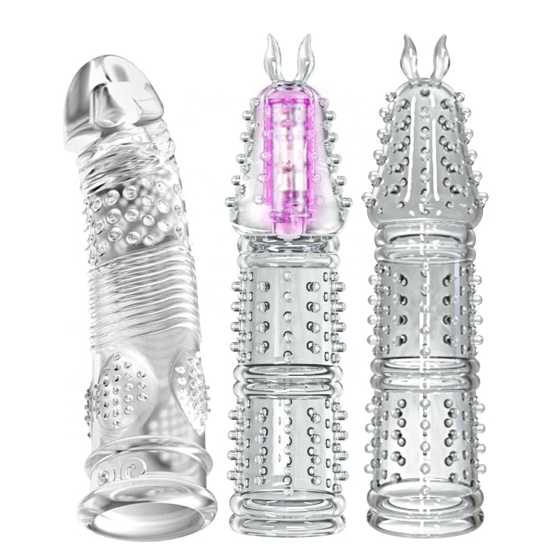 Best Selling Male Penis Crystal Extension Condom Adult Sex Product For Men To Wear Longer Crystal Sleeves 