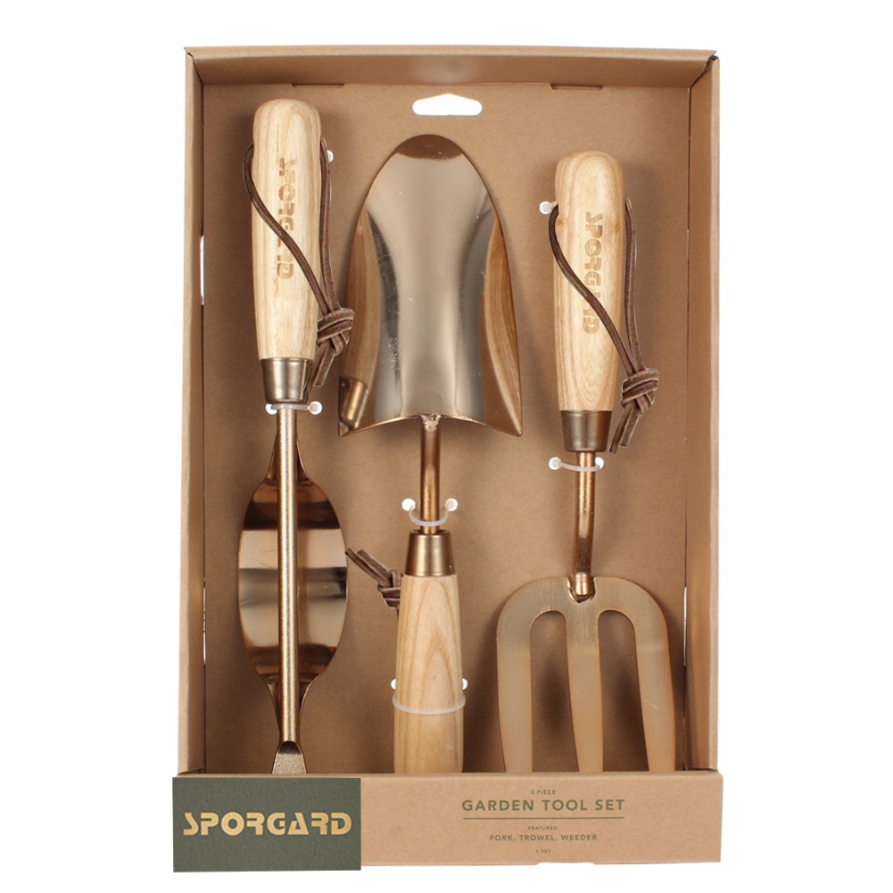 Gardening Tools Garden Hand Tools Set With Ash Wood Handle And Mirror Glossy Steel Head Weeder Weed Puller Tool In A Gift Box 