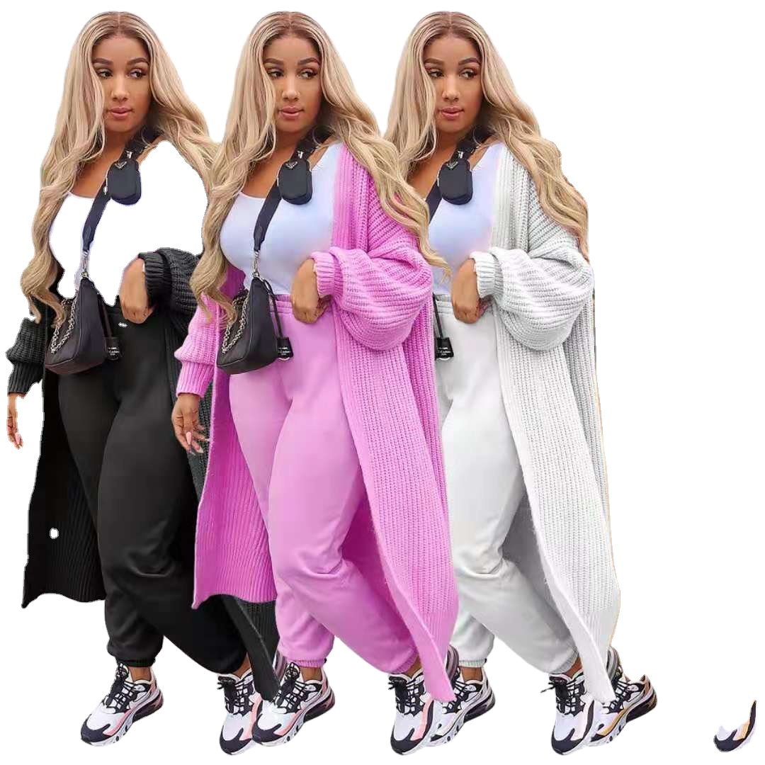 Women's Long Sleeve Casual Open Front Knit Winter Cardigan Plus Size Sweater 