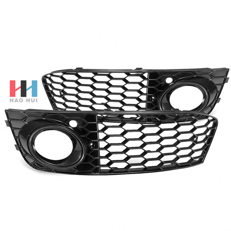 Pair Black Honeycomb Fog Light Grill Grille Rs4 Style For A4 B8 09-12 