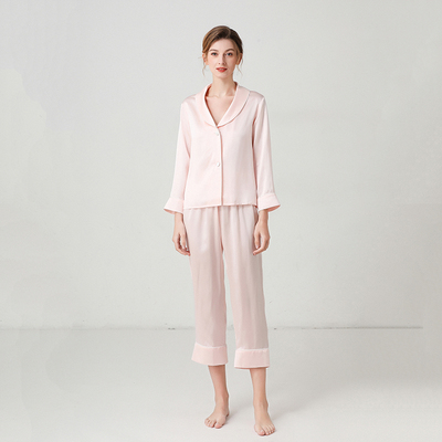 Silk Sleepwear Women's Pure Silk Clothing Long Sleeve Trouser 2pcs Sets Luxury Fashion Pajamas 