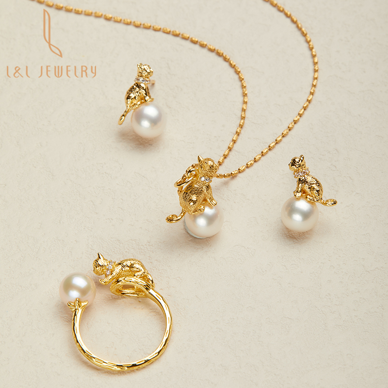 Hot Sale 3a High Quality Freshwater Pearl Necklace Ring Earrings S925 Silver Jewelry Sets Gold Plating Girl Child Gift Jewelry 