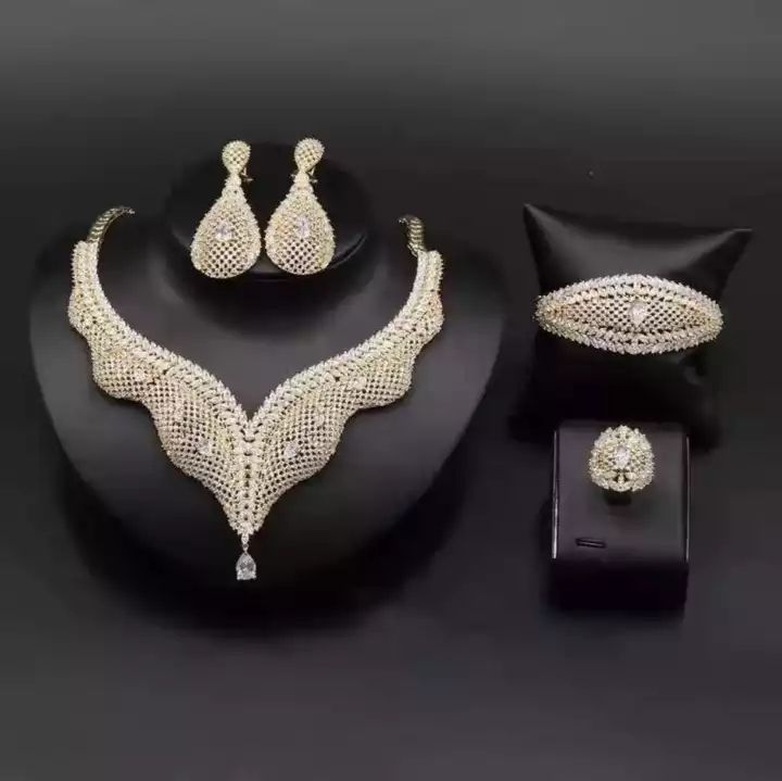 2022 Hot Sale Luxury,Gold Plated Indian Bridal Necklace Jewelry Set Diamond Zircon Crystal For Women Wedding Girls/ 