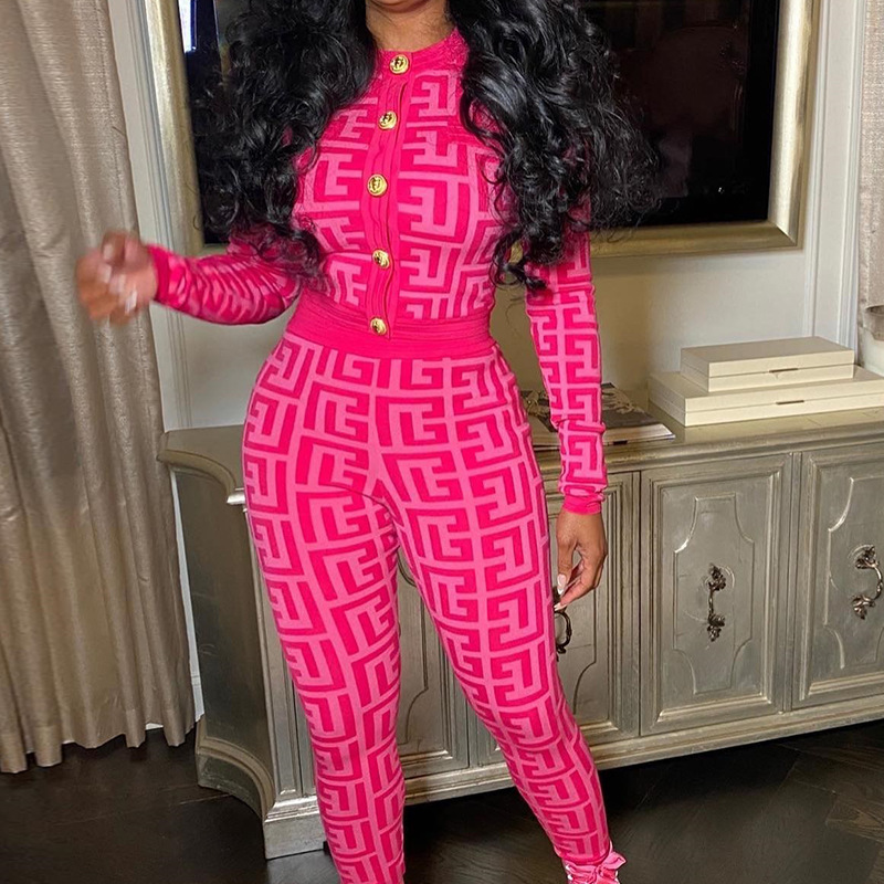 New Fashion Women's Luxury Clothing 2023 Casual Women Printing Setstwo Piece Pants Sets Leisure Girls Clothing 
