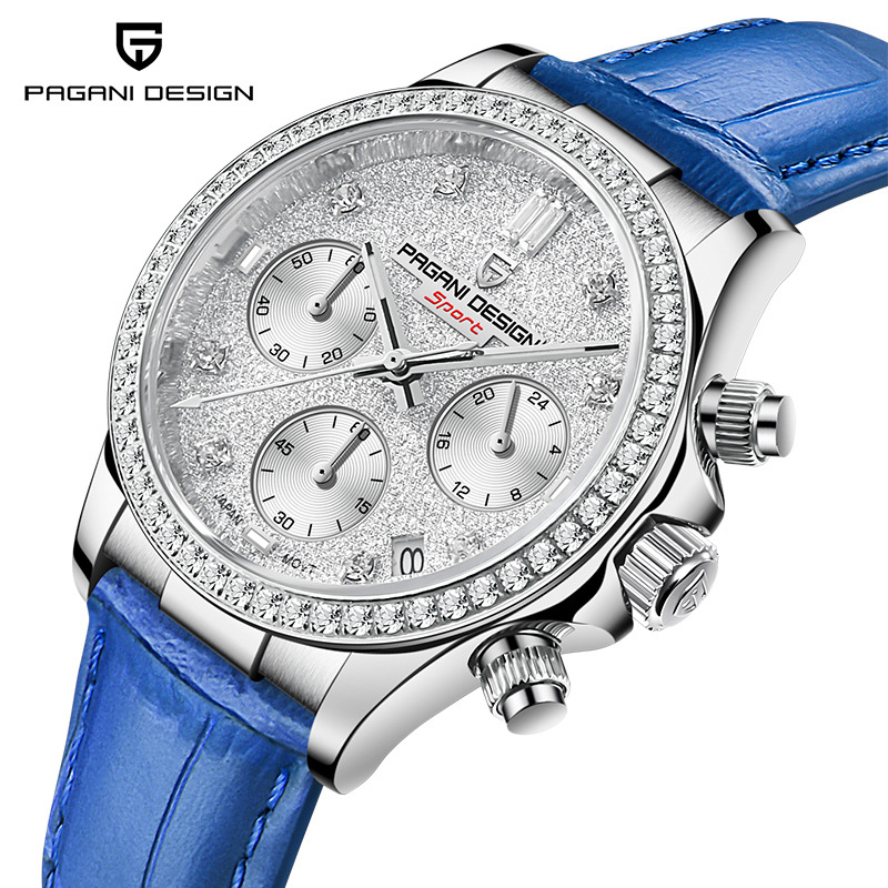 2022 Pagani Design New Classic Women Quartz Chronograph Watch Stainless Steel Sapphire Fashion Diamond 100m Waterproof Ladies