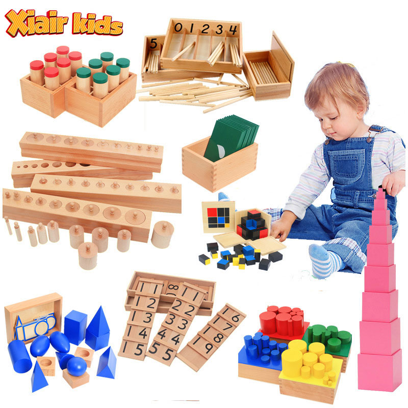 Xiair Baby Wooden Montessori Educational Toy Kids Wooden Montessori Materials Full Set Juguetes Montessori Toys Math Material