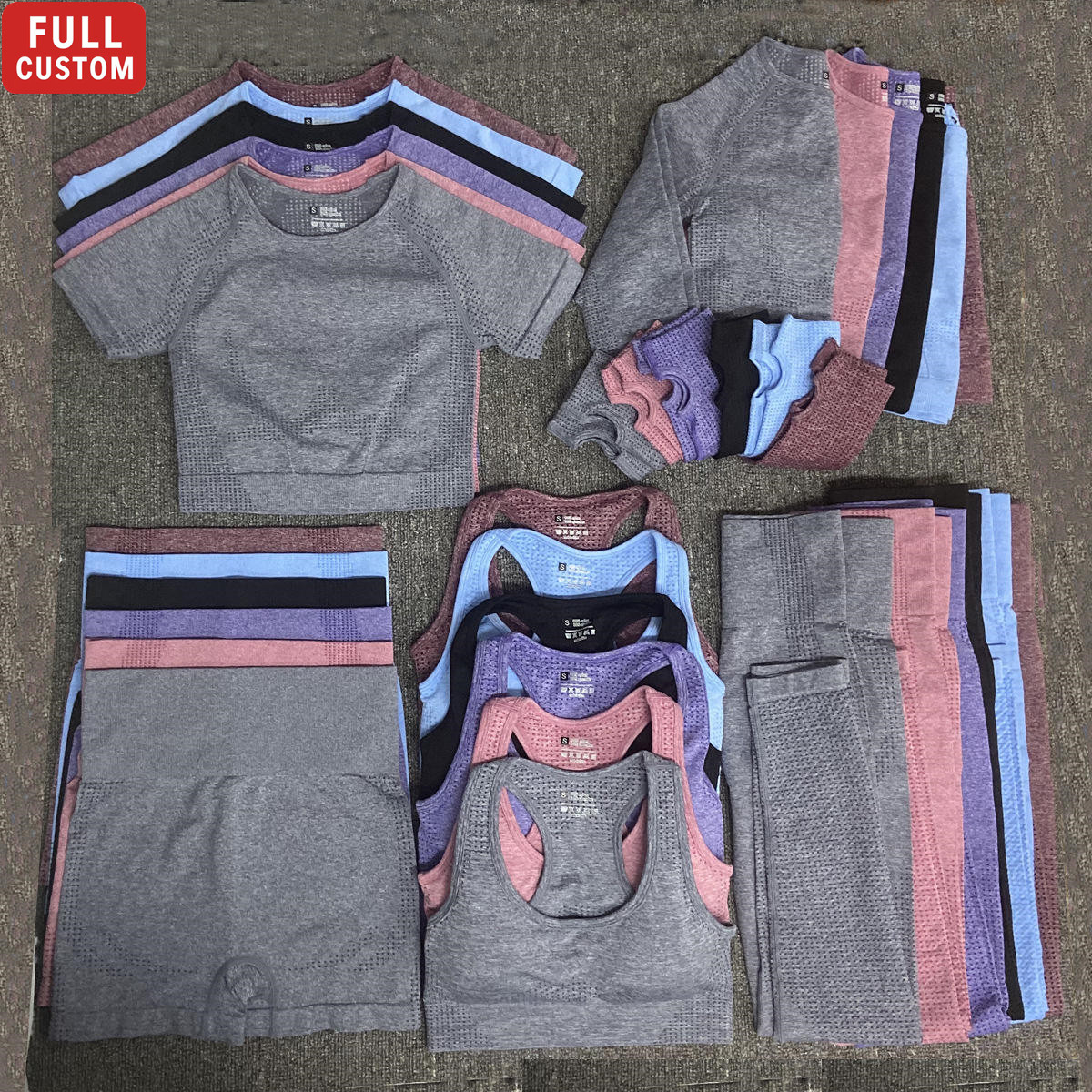 Wholesale Fitness Yoga Wear 5Pcs Seamless Workout Set Ropa Deportiva Mujer Women Gym Sets