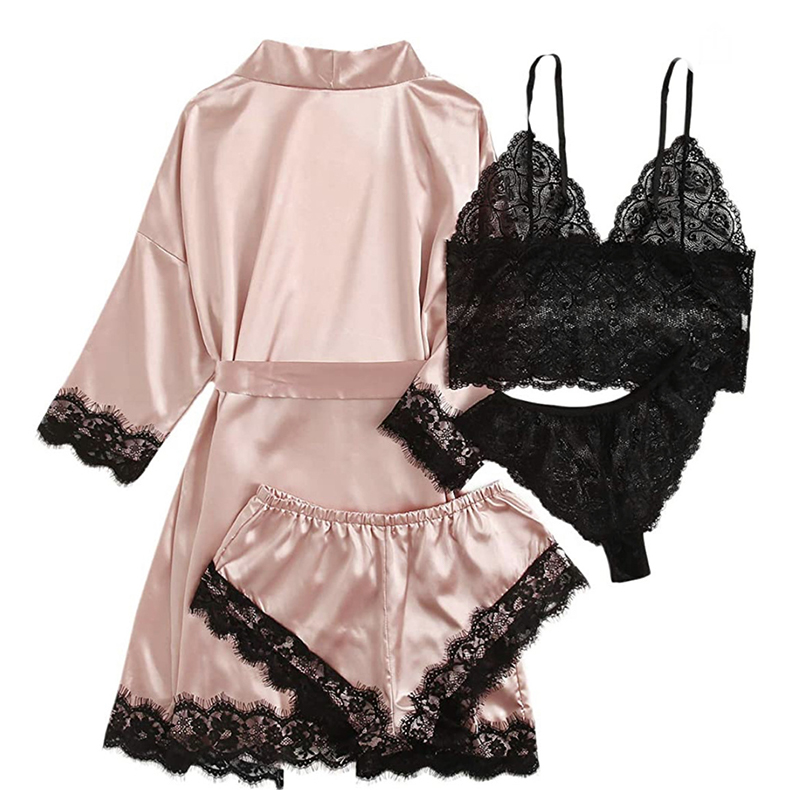Drop Shipping Wholesale Winter Ladies Night Gown 4pcs Suits Sleep Wear Women Pajamas Set Plus Size Pajama Women's Sleepwear 
