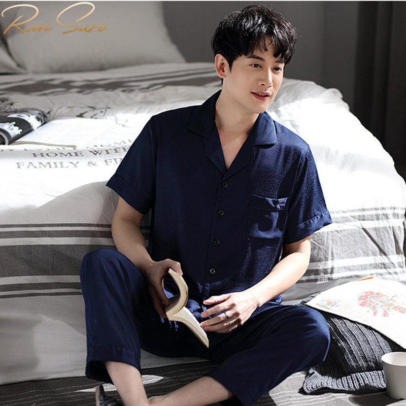Luxury Sleepwear Men's Classic 22mm 100% Silk Pajamas 