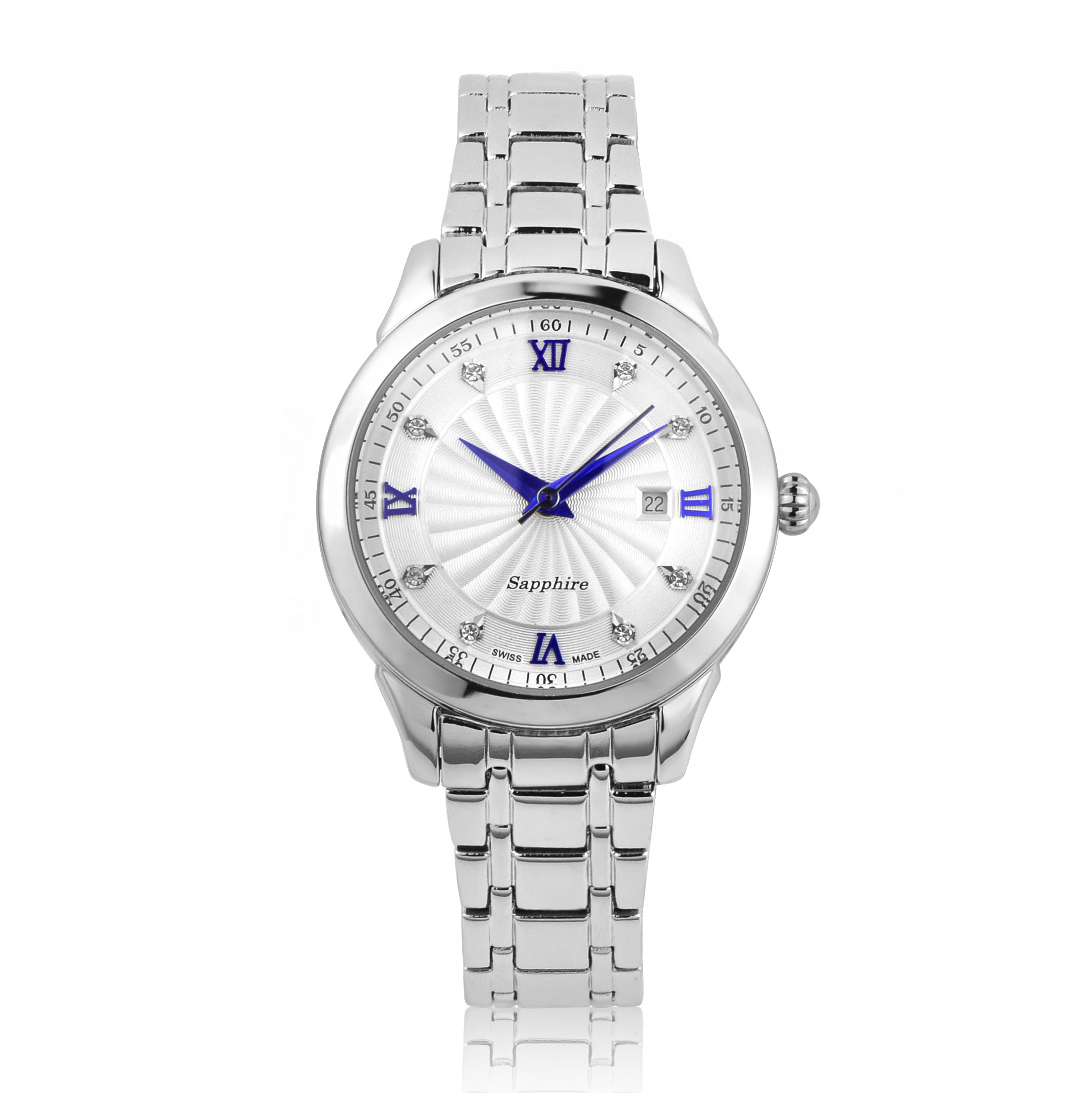 Full Pure Silver Elegant Luxury Quartz Wrist Watch Women 