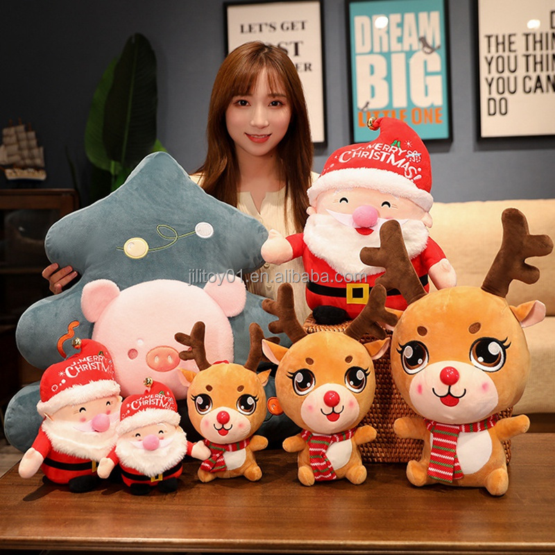 Christmas Promotional Reindeer Santa Claus Plush Doll Toy 2022 Custom Mini Christmas Character Plush Toy 