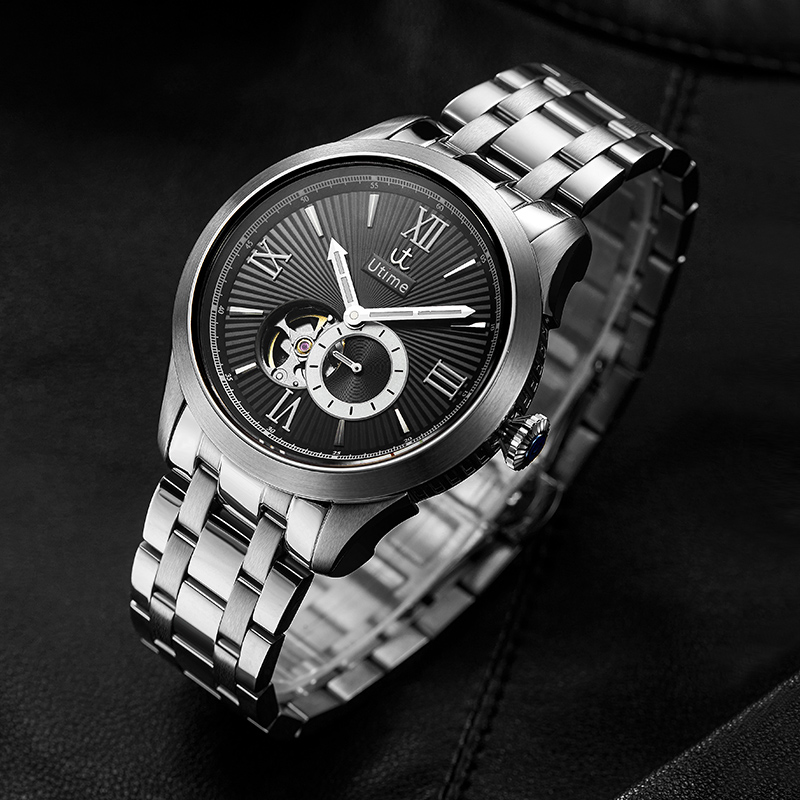 Utime High Quality Men's Automatic Watch Visible Mechanical Movement Roman Number Dial Mens Luxury Watch U0025g Montre 