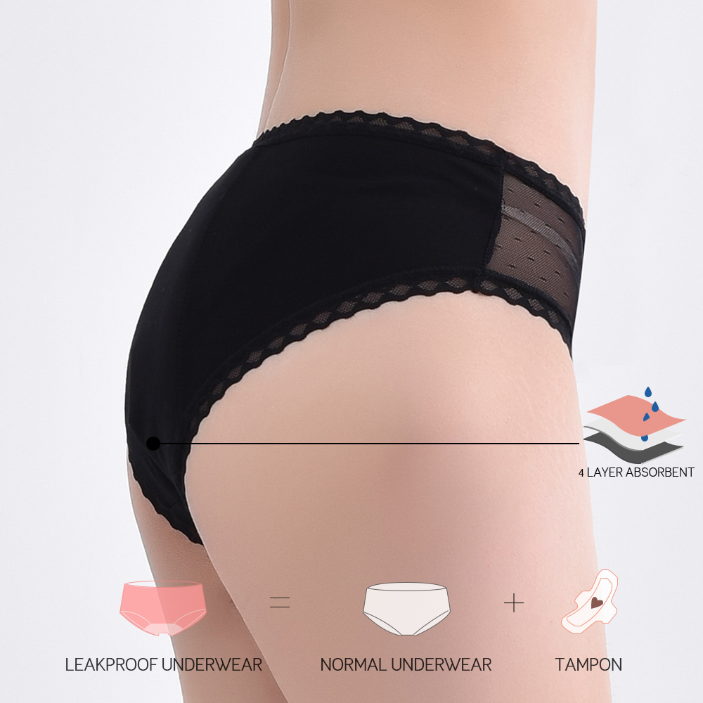 Lynmiss Teen Girls Hot Lingerie Underwear Reusable 4 Layers Organic Menstrual Period Underwear Panties 
