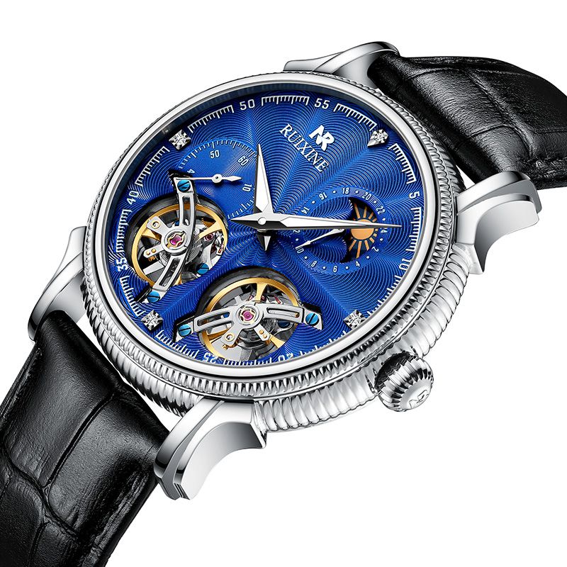 Hot Selling Ruixine R7121 Sapphire Mirror Stainless Steel Case Leather Strap 43mm Men's Mechanical Watch 