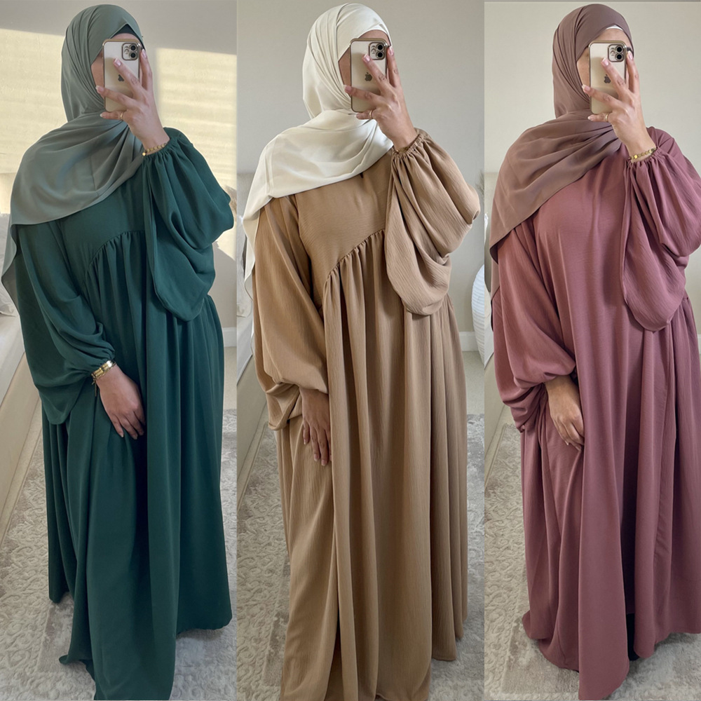 Manufacturer High Quality Islamic Turkey Abayas Fashion Swing Solid Color Muslim Kaftan Abaya Muslim Dresses Women 