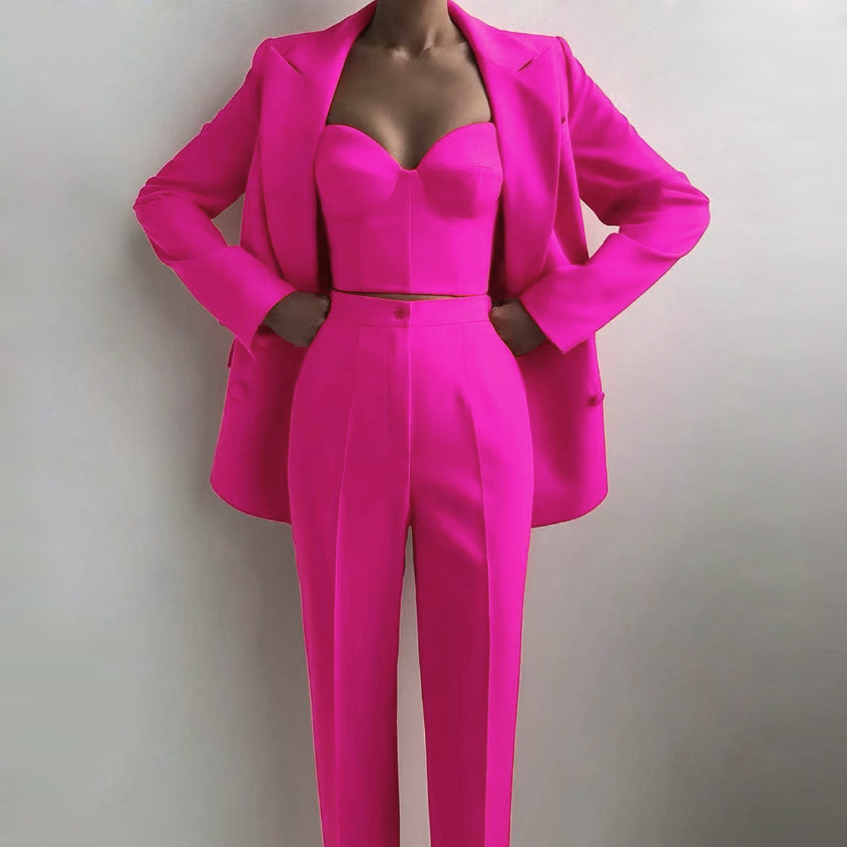 Spot 2024 New High-quality Leisure Temperament commuter Fashion OL Professional Women's Suit Corset Pants Set