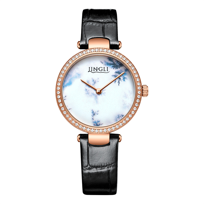 Jinlery Quartz Watch Women's Simple Design Imported Movement Leather Strap Waterproof Women's Quartz Watch 