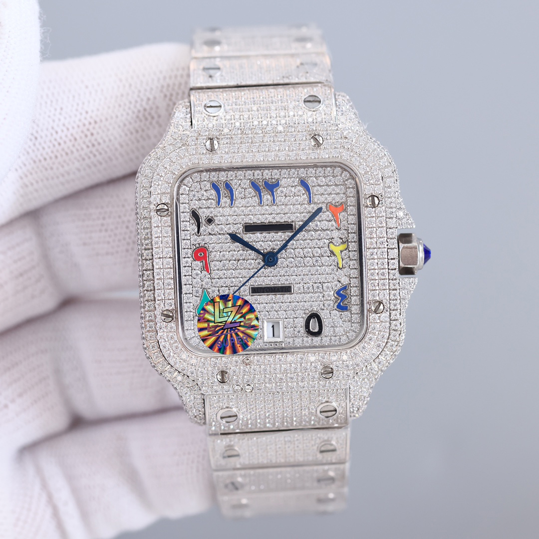 Men Luxury Wrist Watch Bling Iced Out Vvs Moissanite Diamond Watch 