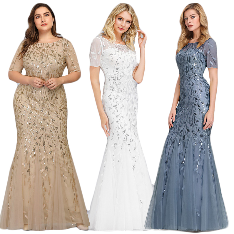 Ladies Plus Size Gowns Prom Maxi Party Bridesmaid Dress Women Mother Of The Bride Clothing Sequin Evening Dresses Elegant 