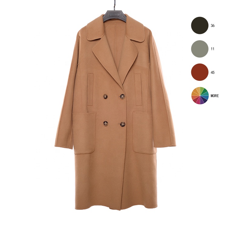 Hot Sale New Lady Overcoat Spring Autumn Coat Solid Color Fashion Design Women's Double Face Wool Coat 