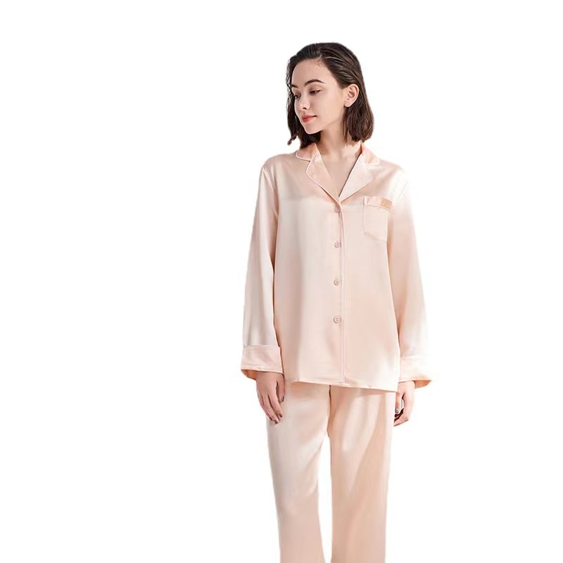 Manufacturer Supply Custom Summer 22 Mm Mullberry Solid Color Pure Silk Pajamas Women's Sleepwear 