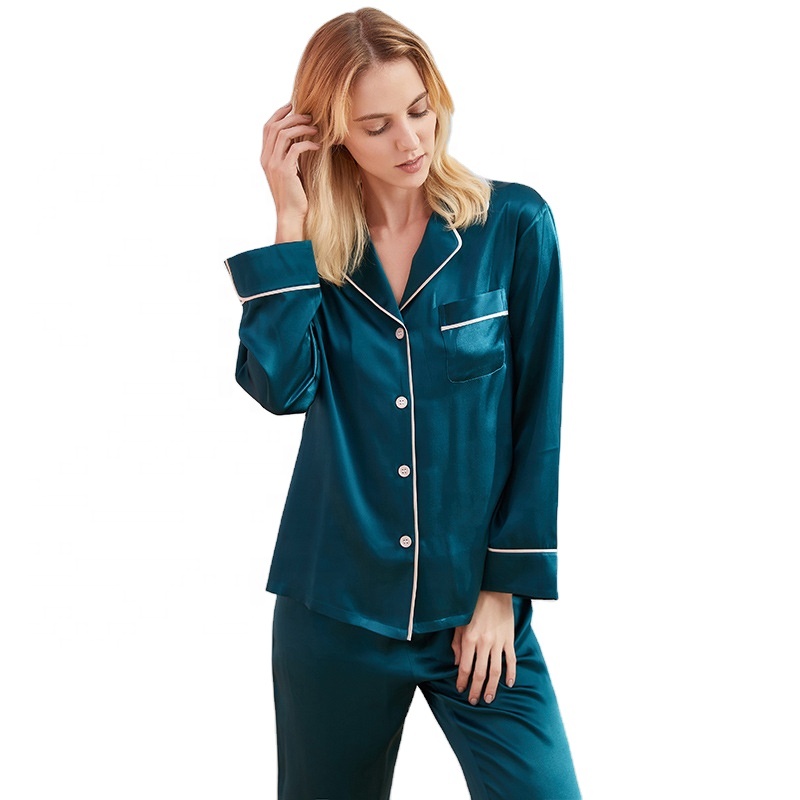 Women Luxury Pajama Sets Pure Silk Women's Casual Sleepwear Loungewear Men's Night Dresses Women's Sleepwear 