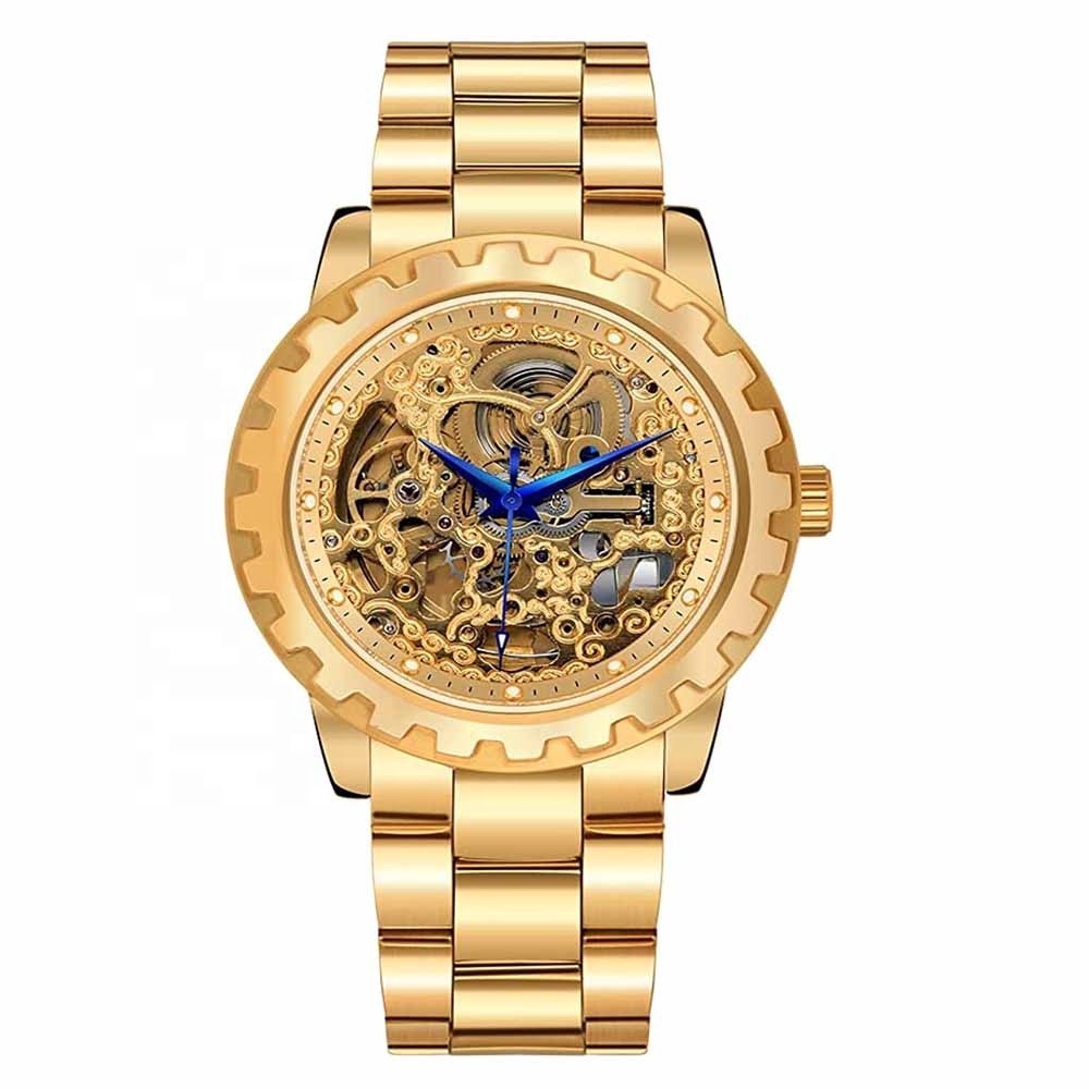 Berny Gold Watches For Men Automatic Men's Wristwatch Skeleton Luxury Dress Mechanical Mens Watch 