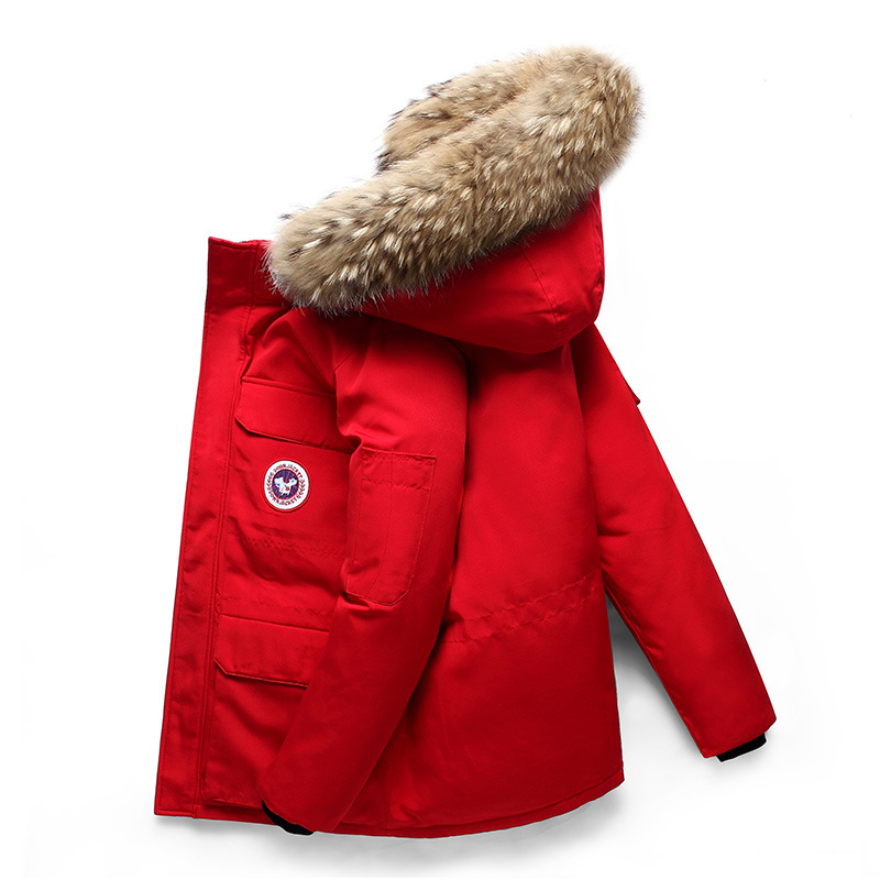 Canada Style Fur Collar Down Jacket Men And Women Couples Plus Size Down Jacket Thickened Parker Hooded Jacket Parka Hombre 