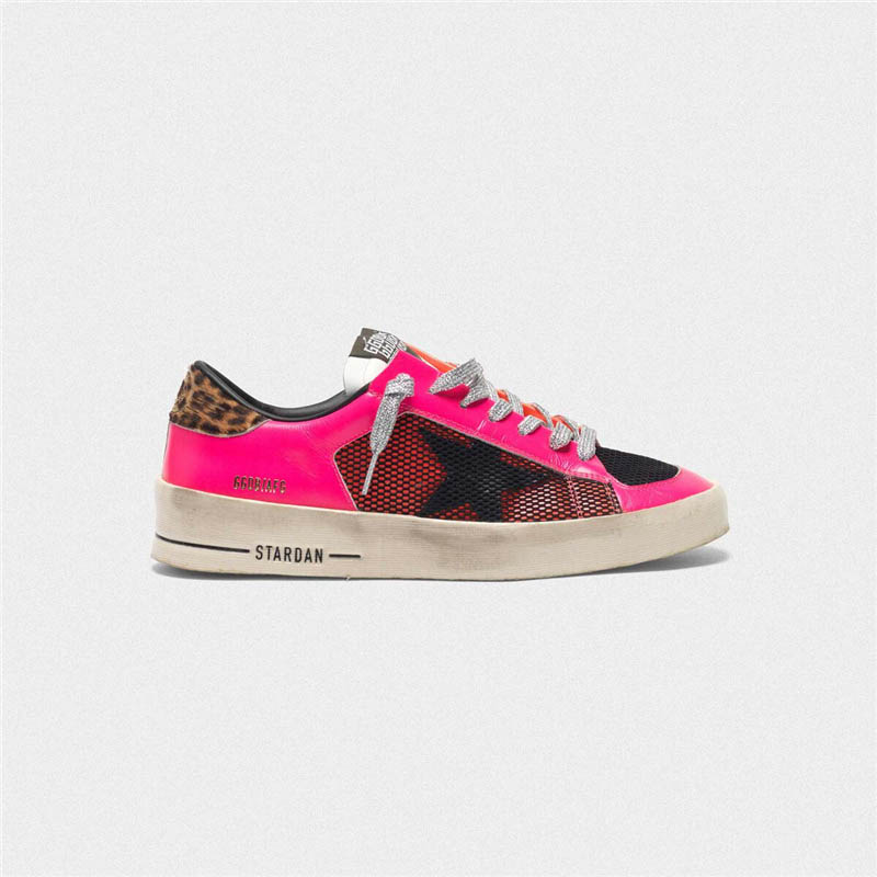 Goldensstardan Sneakers In Fluorescent Patchwork With Leopard Print Heel Tab Gooses Sports Casual Dirty Women Shoes 