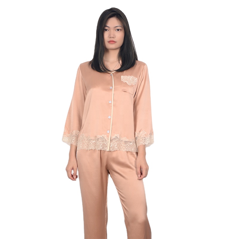 Luxury 2021 Hot Ladies Luxury 100% Real Silk Pajamas New Style Nighty Pyjamas Women's Sleepwear 