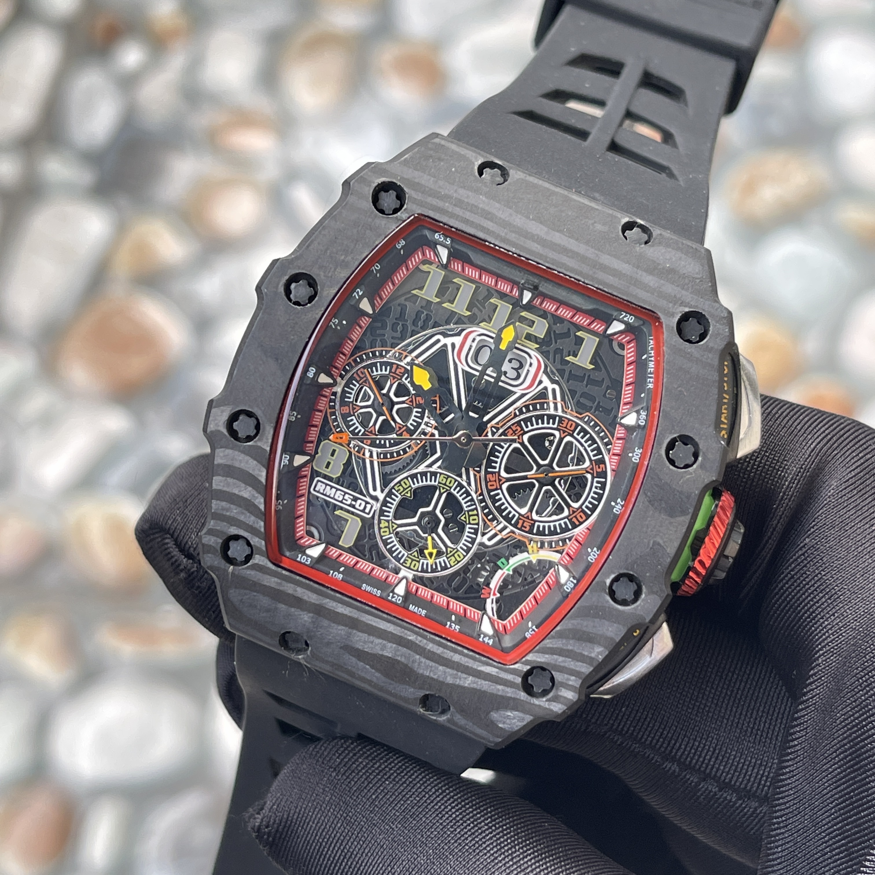 Rm65-01 Carbon Fiber V2 Custom Luxury Automatic Mechanical Men Watch 