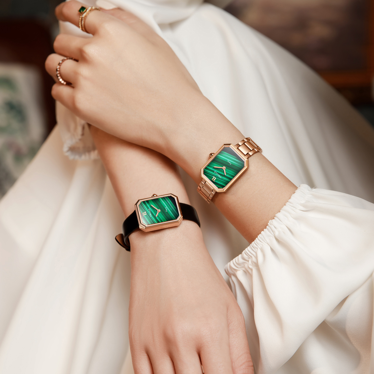 Oblvlo Luxury Brand Women Watch Rose Gold Quartz Watch For Women New Design Gift Leather Women Watches 