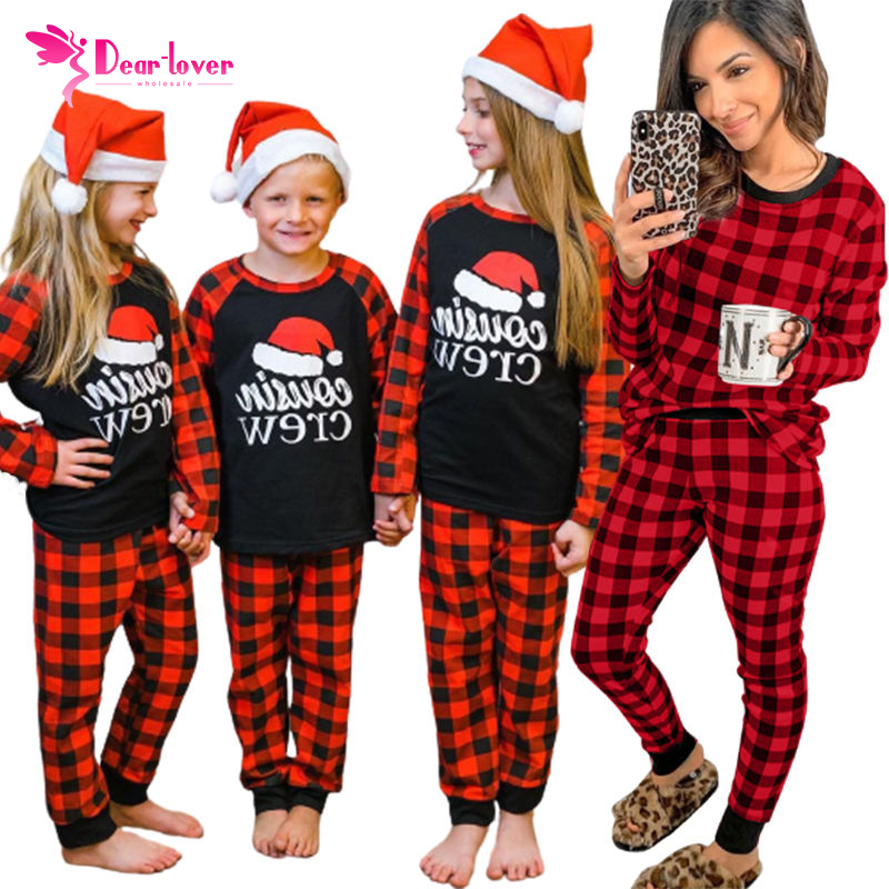 2022 Christmas Long Sleeve Lounge Set Plaid Print Pajamas Loungewear Women's Sleepwear 