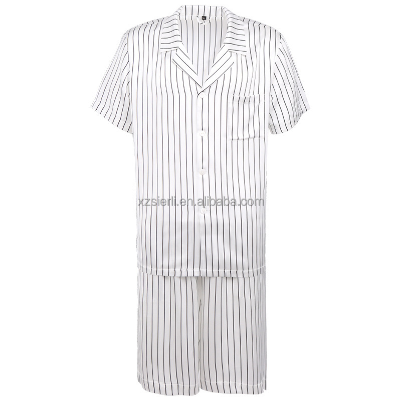 Printing 19mm Luxury 100% Mulberry Silk Pajamas Short Sleepwear For Men And Women 