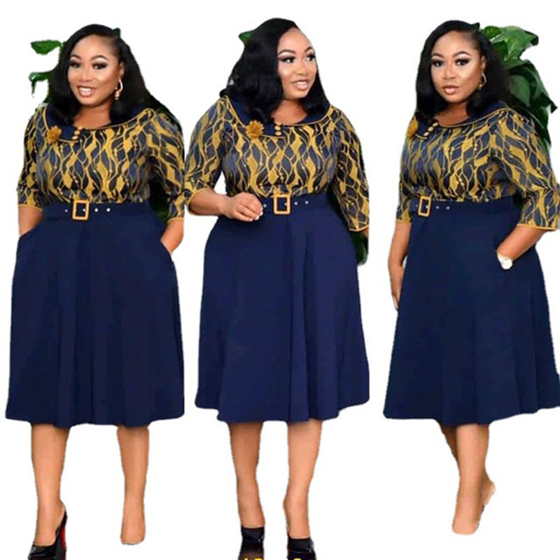 Reliable And Cheap Wholesale Clothing Office Elegant Women's Dresses Ladies Printed Africa Dress For Women 