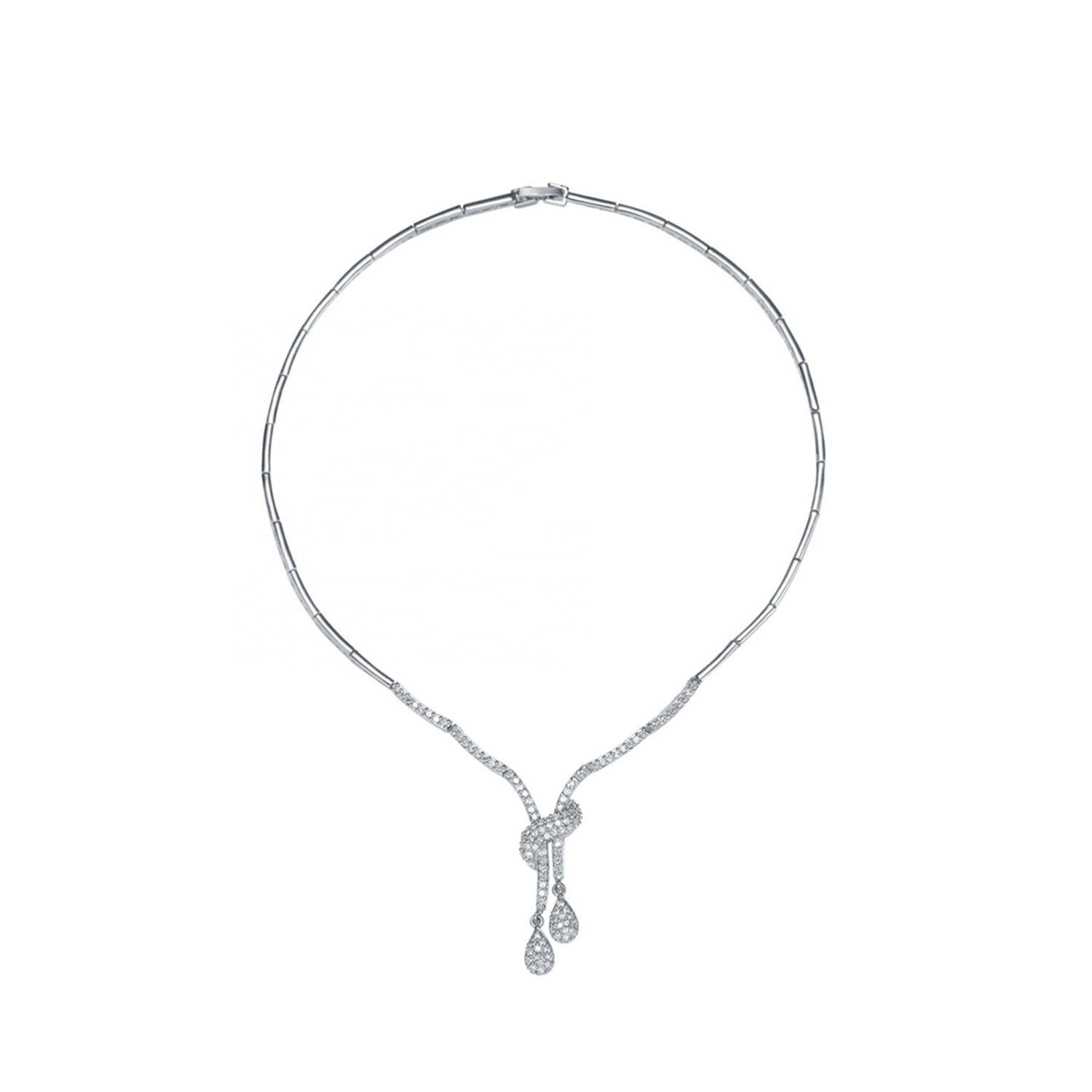 Wholesale Jewelry Necklaces Minimalist Rhodium Plated 925 Sterling Silver Cubic Zircon Pendants Wedding Necklace 