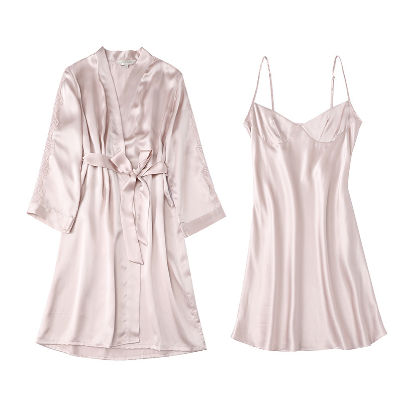 Women's Sleepwear Satin Pajama Set Silk Pajamas Home Wear Nightwear Clothing 