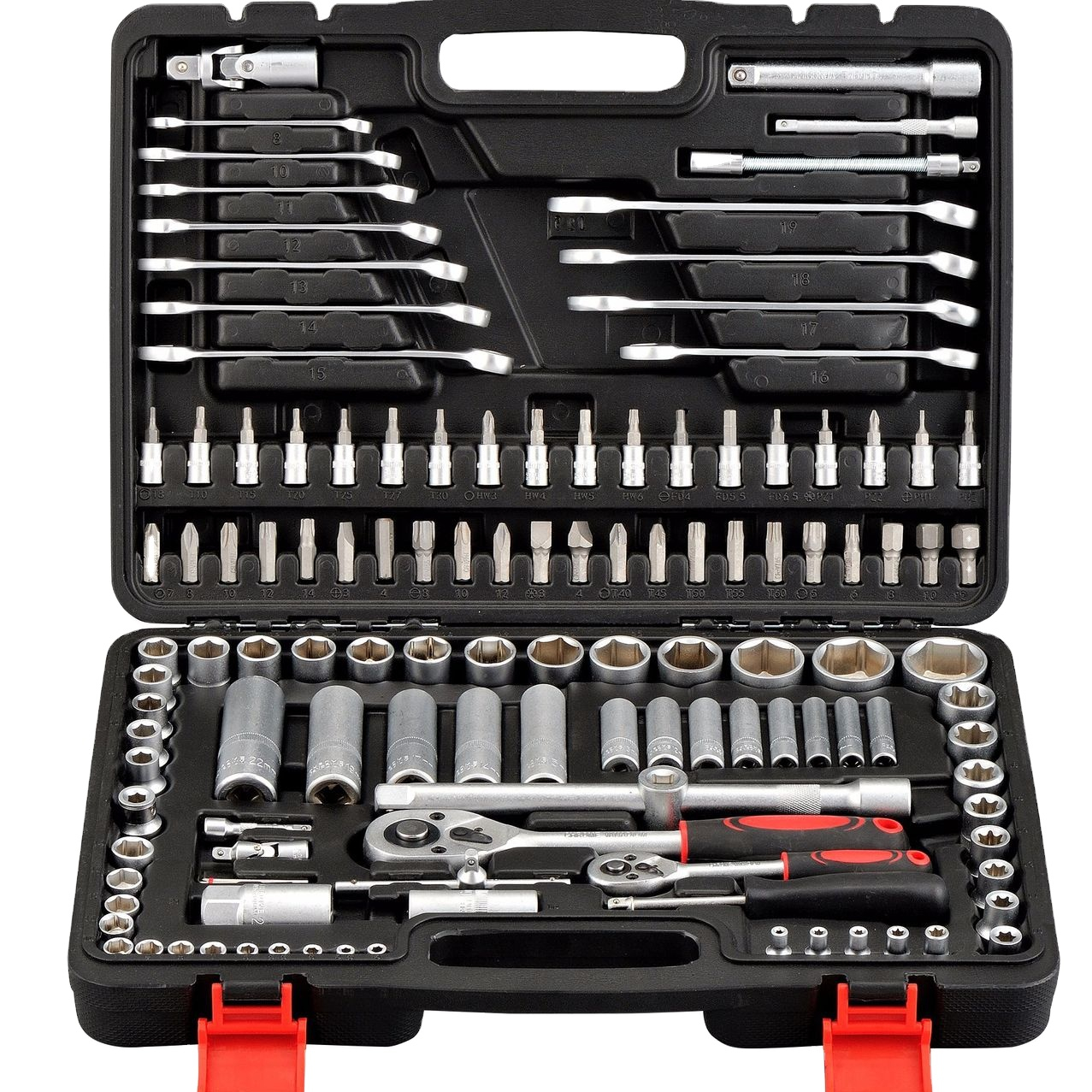 Cheap 72 Teeth Black Case 61 Pieces 1/2" 1/4" Inch Mechanical Automotive Repair Tool Set Tool Box 