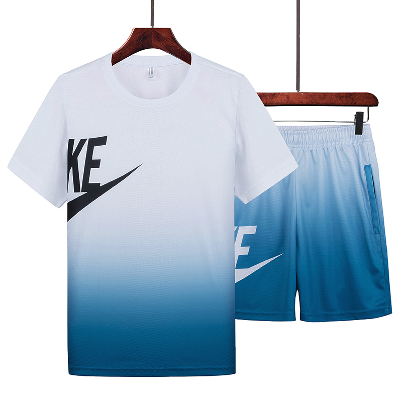 Hot Sale Best Quality Gradient Color Casual Men's Breathable Shorts T-shirt Suit And Short Sweater Jogger Sets For Men