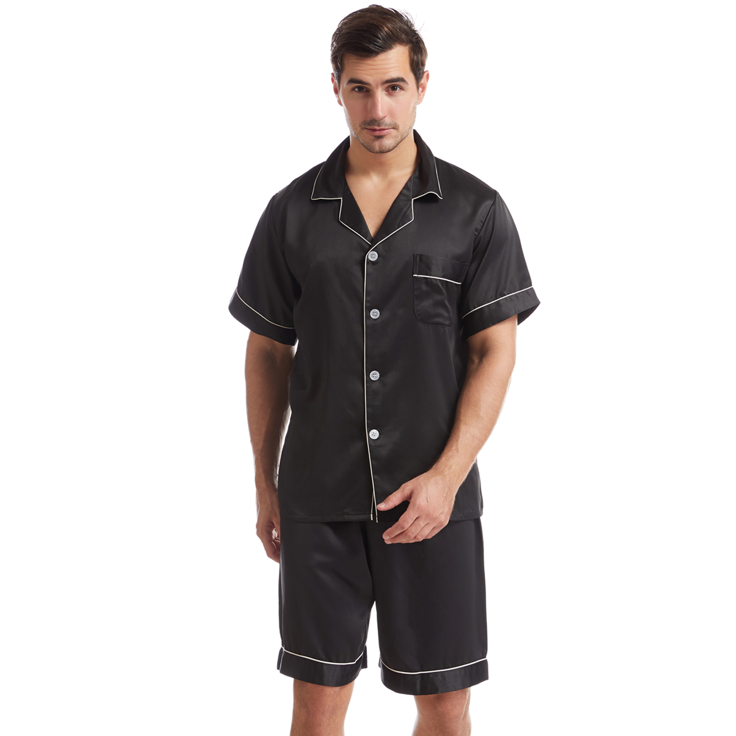 2022 New Satin Sleepwear For Men Fashion Short Sleeve Shorts High Quality Pyjamas Satin Silk Pajama Set Male Homewear Set 
