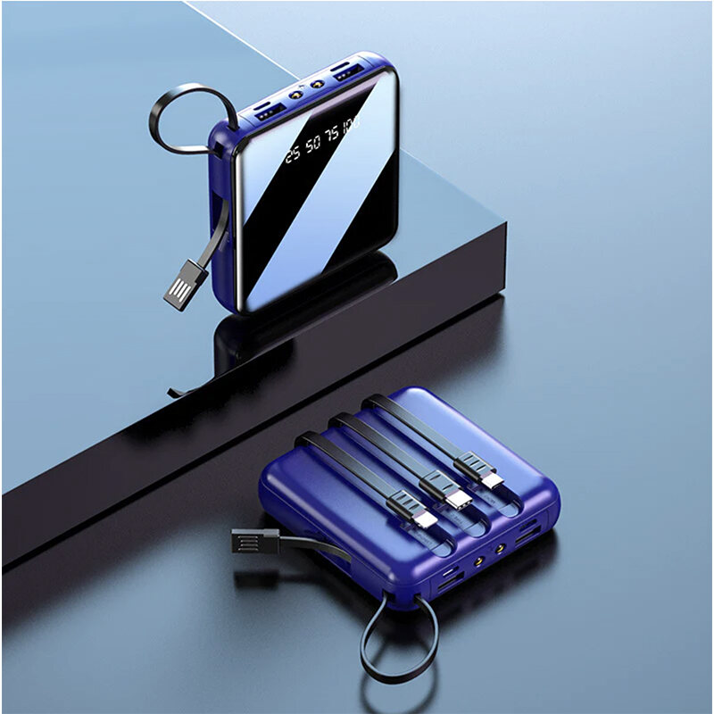 Pre Order Mini Power bank 20000mAh with 4in1 Cables Powerbank with LED Torch Light A Travel Essential